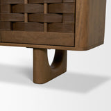Wexlan Solid Wood w/ Leather Weave 4 Door Closed Sideboard from Mercana - Luna Furniture