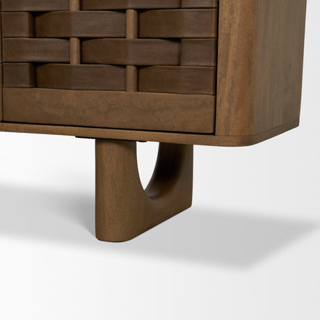 Wexlan Solid Wood w/ Leather Weave 4 Door Closed Sideboard from Mercana - Luna Furniture