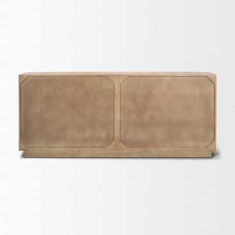Serrin Solid Wood w/ Travertine 4 Door Closed Sideboard from Mercana - Luna Furniture