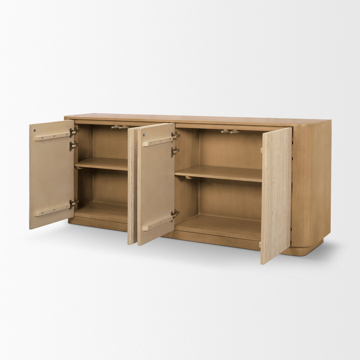 Serrin Solid Wood w/ Travertine 4 Door Closed Sideboard from Mercana - Luna Furniture