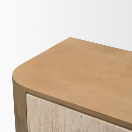Serrin Solid Wood w/ Travertine 4 Door Closed Sideboard from Mercana - Luna Furniture