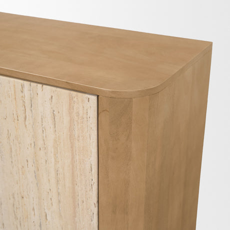 Serrin Solid Wood w/ Travertine 4 Door Closed Sideboard from Mercana - Luna Furniture