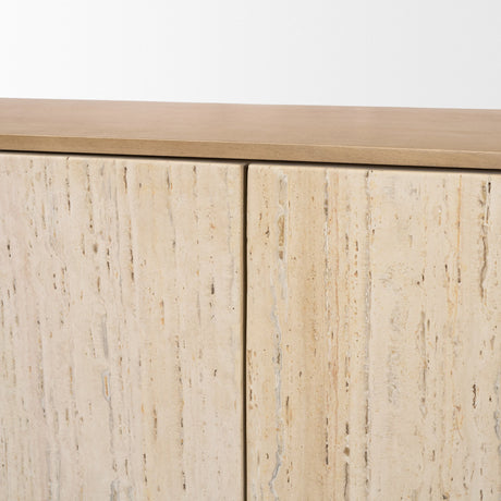 Serrin Solid Wood w/ Travertine 4 Door Closed Sideboard from Mercana - Luna Furniture
