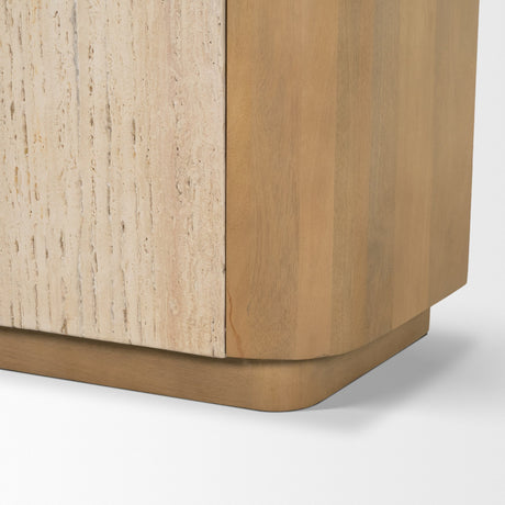 Serrin Solid Wood w/ Travertine 4 Door Closed Sideboard from Mercana - Luna Furniture