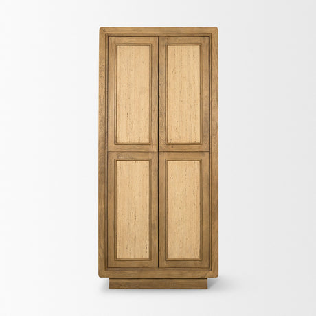 Valterra Light Brown Wood w/ Travertine 4 Door Tall Cabinet from Mercana - Luna Furniture