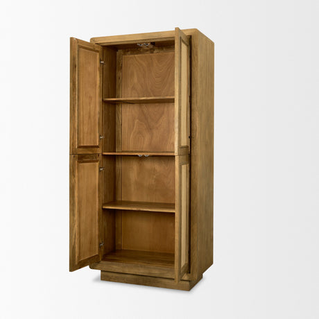 Valterra Light Brown Wood w/ Travertine 4 Door Tall Cabinet from Mercana - Luna Furniture