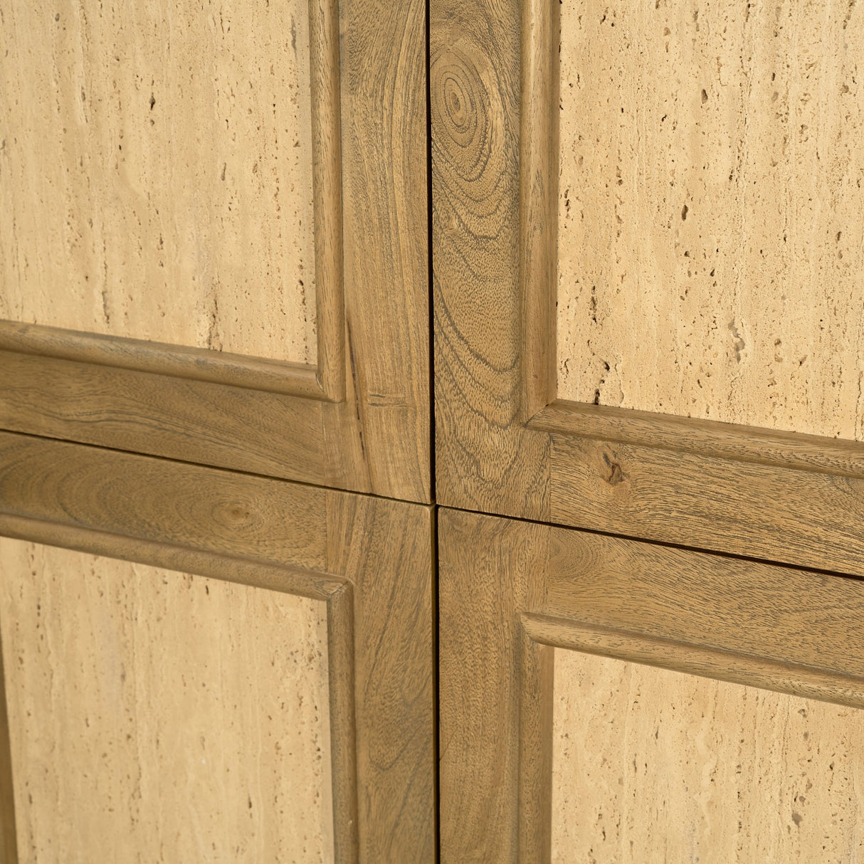 Valterra Light Brown Wood w/ Travertine 4 Door Tall Cabinet from Mercana - Luna Furniture