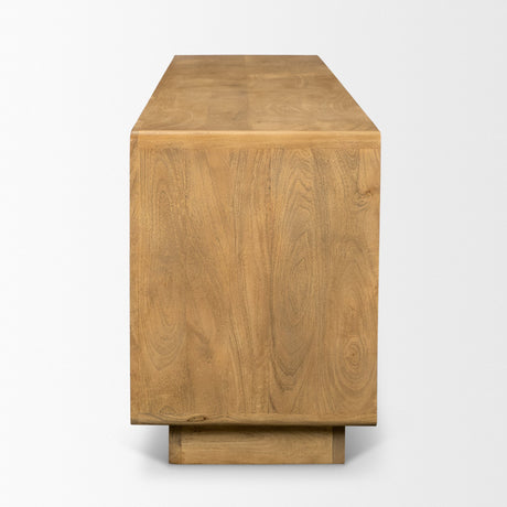 Valterra Light Brown Wood w/ Travertine 6 Door Media Console from Mercana - Luna Furniture