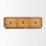 Valterra Light Brown Wood w/ Travertine 6 Door Media Console from Mercana - Luna Furniture