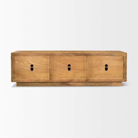 Valterra Light Brown Wood w/ Travertine 6 Door Media Console from Mercana - Luna Furniture