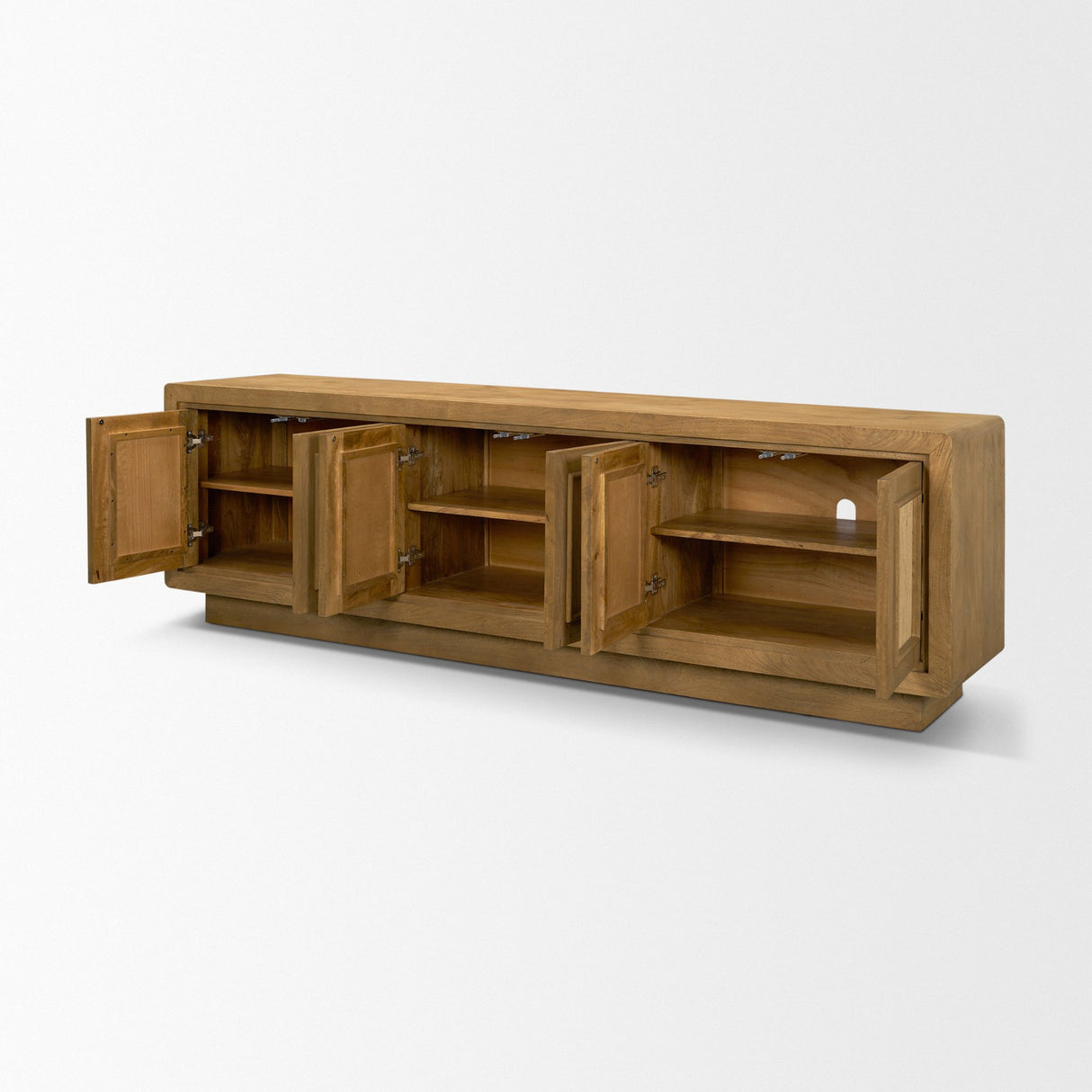 Valterra Light Brown Wood w/ Travertine 6 Door Media Console from Mercana - Luna Furniture