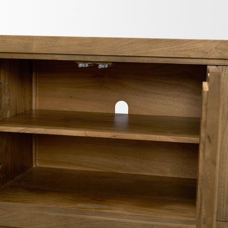 Valterra Light Brown Wood w/ Travertine 6 Door Media Console from Mercana - Luna Furniture