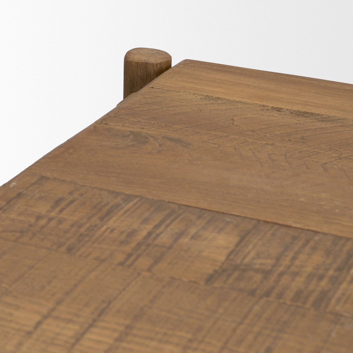 Riven Oak Wood Square Side Table from Mercana - Luna Furniture