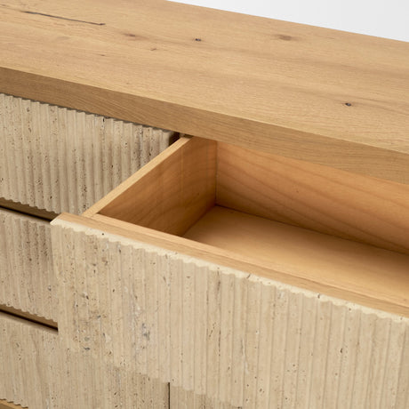 Travona Oak Wood w/ Travertine 6 Drawer Dresser from Mercana - Luna Furniture