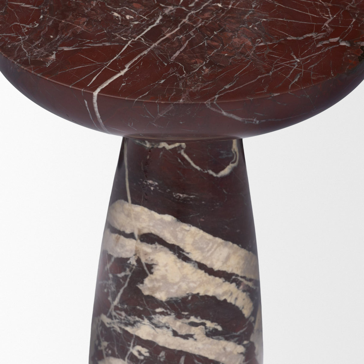 Bellancia Rosso Red Levanto Marble Pedastal Side Table from Mercana - Luna Furniture