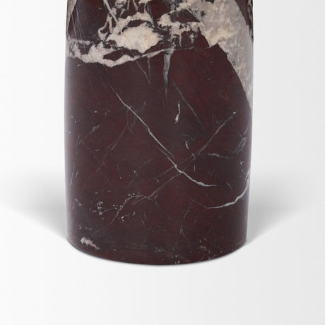 Bellancia Rosso Red Levanto Marble Pedastal Side Table from Mercana - Luna Furniture