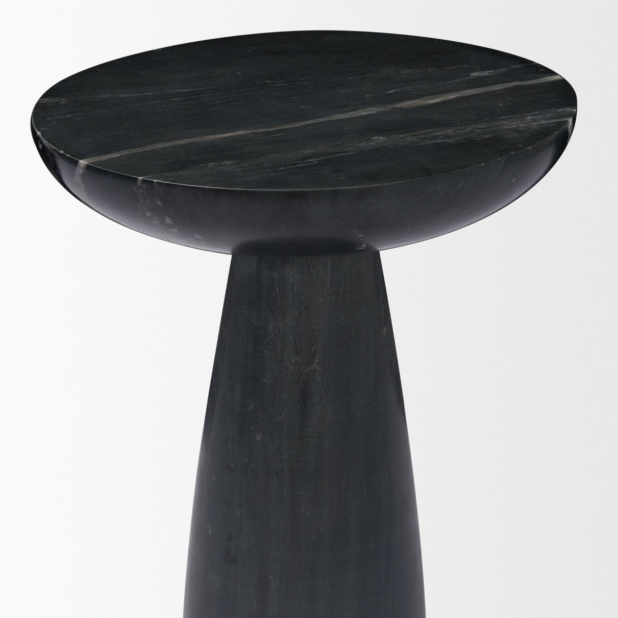 Bellancia Nero Black Marquina Marble Pedestal Side Table from Mercana - Luna Furniture