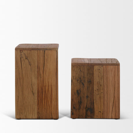 Lucan Mid-Dark Brown Reclaimed Wood Side Tables from Mercana - Luna Furniture