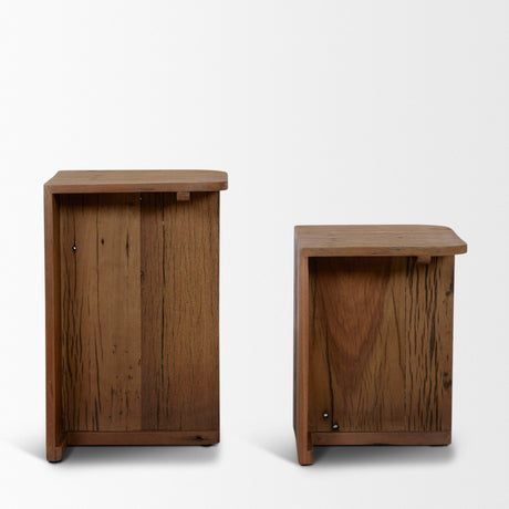 Lucan Mid-Dark Brown Reclaimed Wood Side Tables from Mercana - Luna Furniture