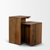 Lucan Mid-Dark Brown Reclaimed Wood Side Tables from Mercana - Luna Furniture