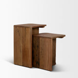 Lucan Mid-Dark Brown Reclaimed Wood Side Tables from Mercana - Luna Furniture
