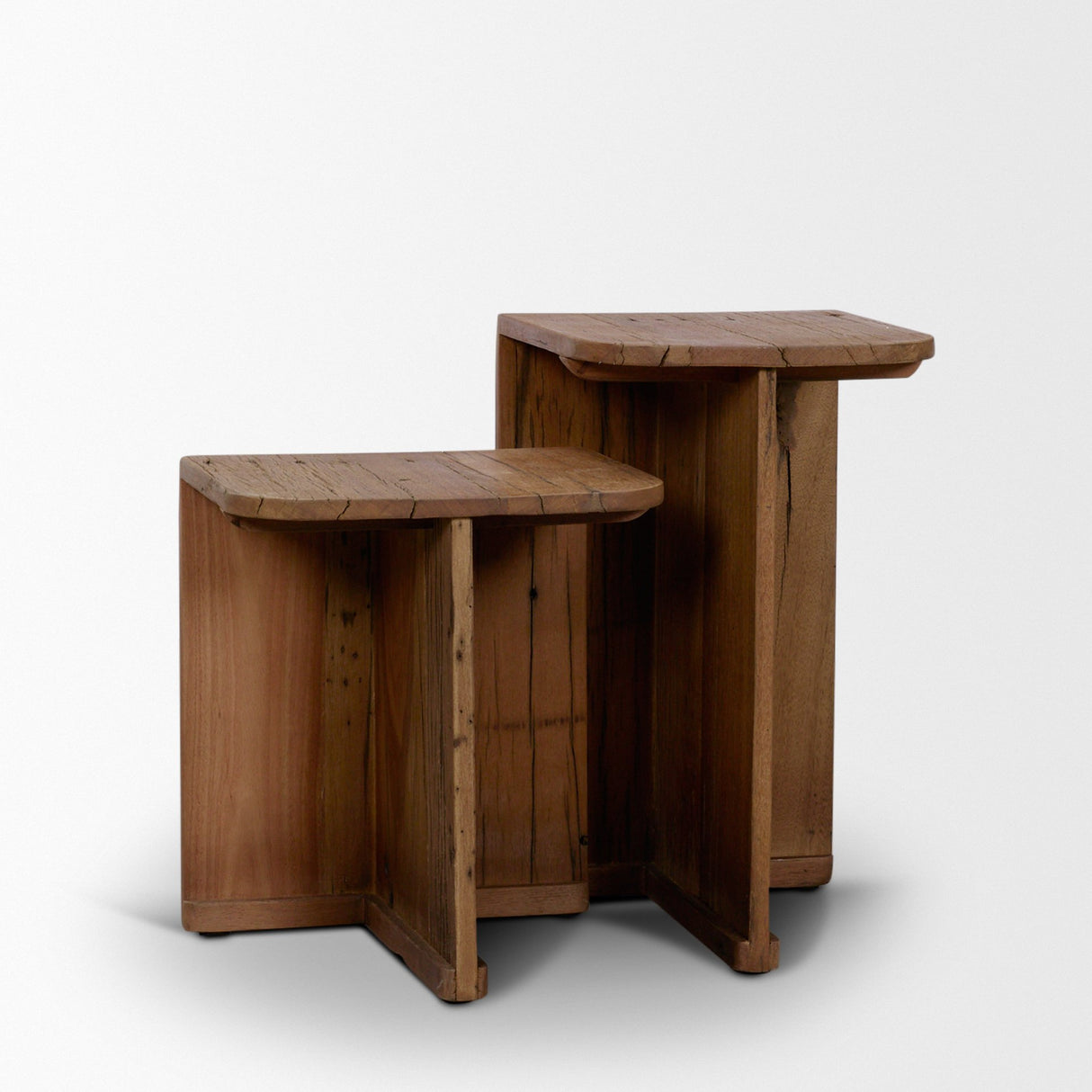 Lucan Mid-Dark Brown Reclaimed Wood Side Tables from Mercana - Luna Furniture