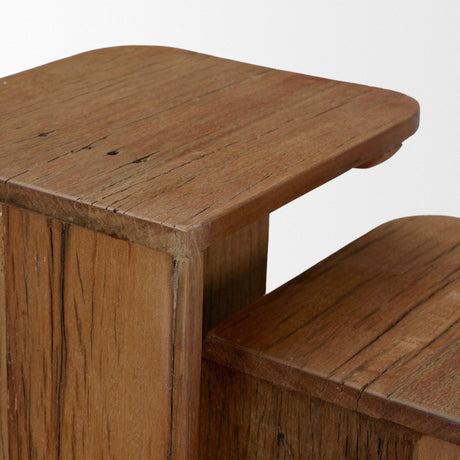 Lucan Mid-Dark Brown Reclaimed Wood Side Tables from Mercana - Luna Furniture