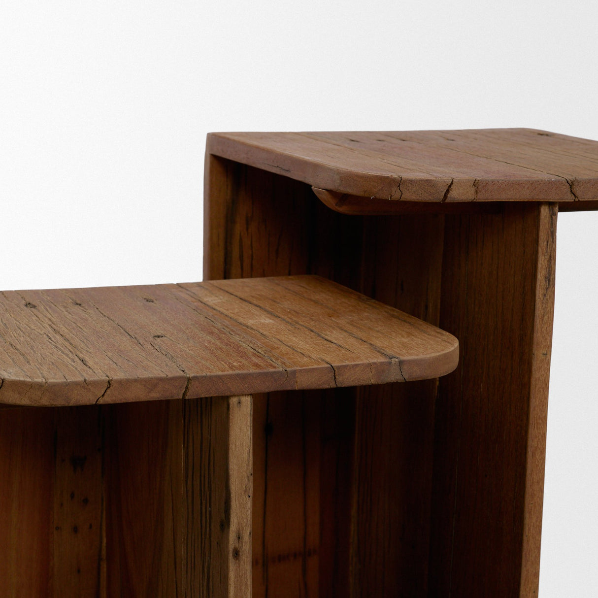 Lucan Mid-Dark Brown Reclaimed Wood Side Tables from Mercana - Luna Furniture