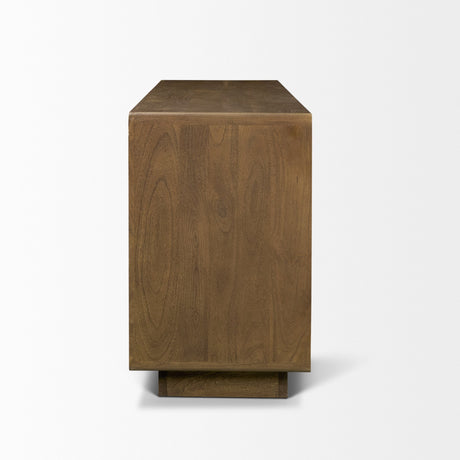 Valterra Dark Brown Wood w/ Cappuccino Marble 4 Door Sideboard from Mercana - Luna Furniture