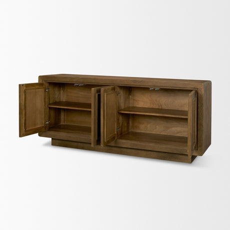 Valterra Dark Brown Wood w/ Cappuccino Marble 4 Door Sideboard from Mercana - Luna Furniture