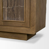Valterra Dark Brown Wood w/ Cappuccino Marble 4 Door Sideboard from Mercana - Luna Furniture