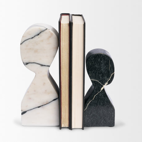 Shadow White & Black Marble Bookends from Mercana - Luna Furniture