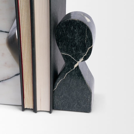 Shadow White & Black Marble Bookends from Mercana - Luna Furniture