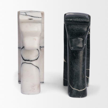 Cavalli Black and White Marble Horse Bookends from Mercana - Luna Furniture