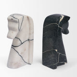 Cavalli Black and White Marble Horse Bookends from Mercana - Luna Furniture