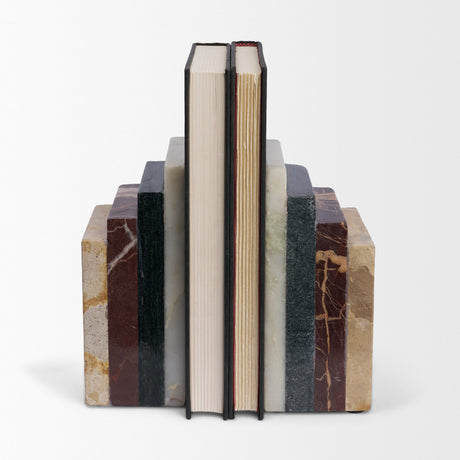 Corte Mixed Marble Stacked Bookends from Mercana - Luna Furniture