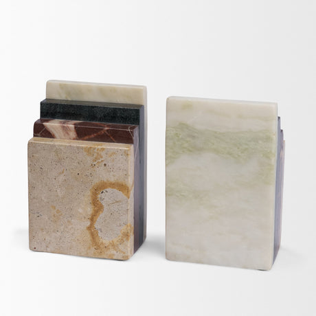 Corte Mixed Marble Stacked Bookends from Mercana - Luna Furniture