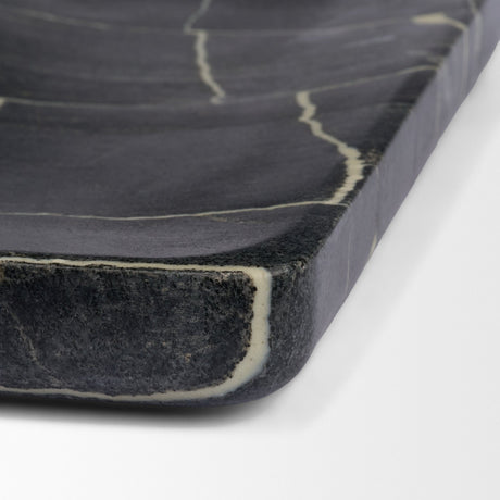Tratto Rectangular Black Marble Tray from Mercana - Luna Furniture