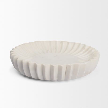 Fiora Round White Marble Scalloped Decorative Bowl from Mercana - Luna Furniture