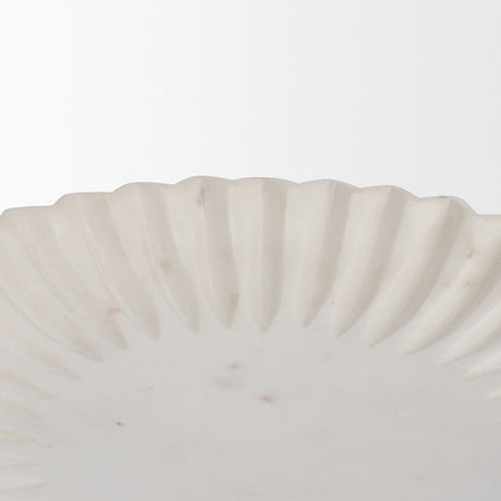 Fiora Round White Marble Scalloped Decorative Bowl from Mercana - Luna Furniture
