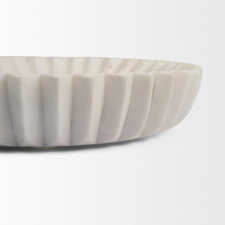 Fiora Round White Marble Scalloped Decorative Bowl from Mercana - Luna Furniture