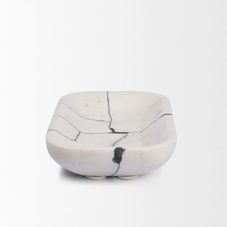 Sintessi Rectangular White Marble Decorative Bowl from Mercana - Luna Furniture