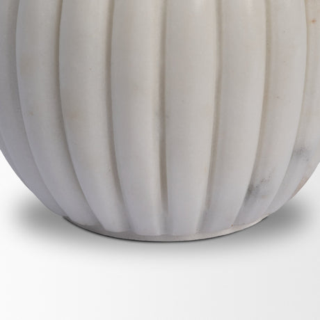 Cava Ribbed White Marble Mortar & Pestle from Mercana - Luna Furniture