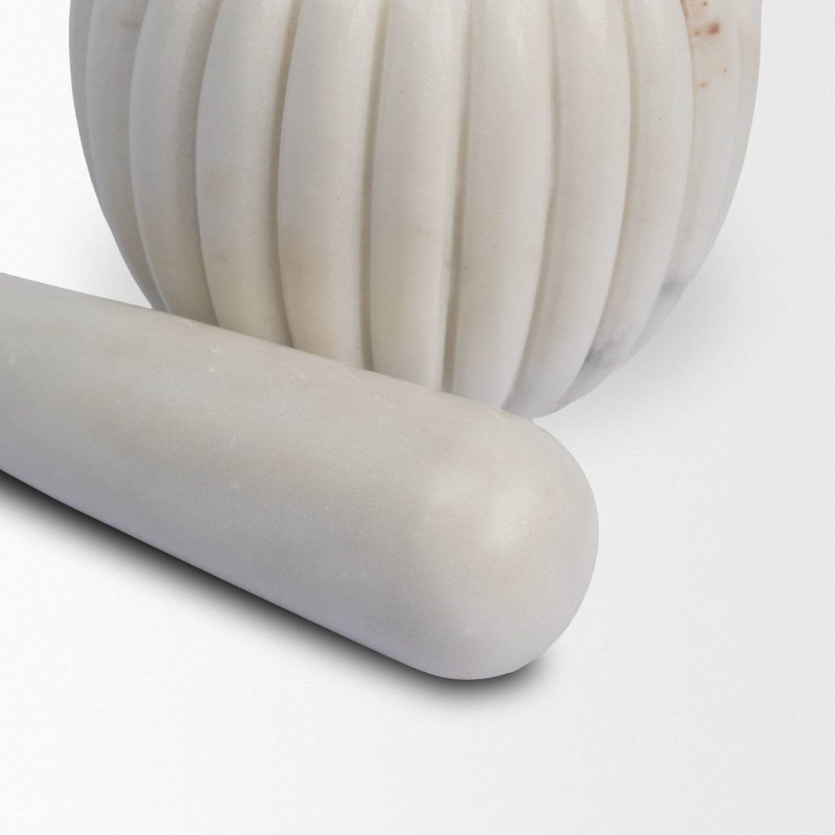 Cava Ribbed White Marble Mortar & Pestle from Mercana - Luna Furniture