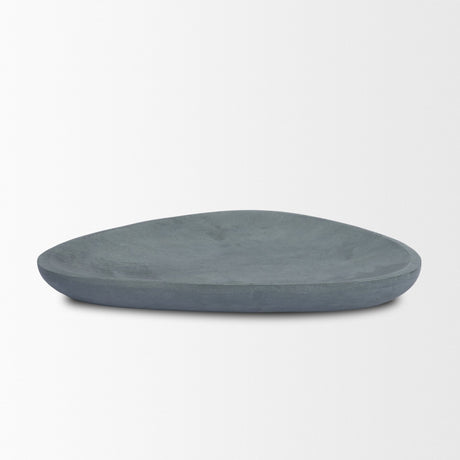 Tria Rounded Triangular Grey Marble Decorative Tray from Mercana - Luna Furniture