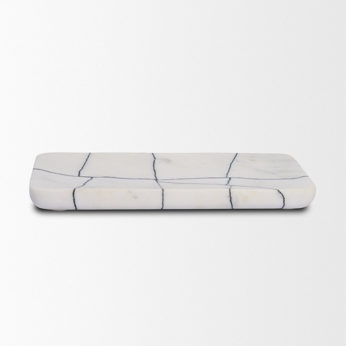 Tratto Rectangular White Marble Decorative Tray from Mercana - Luna Furniture