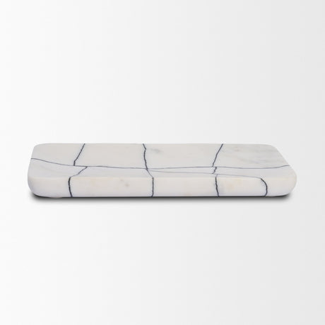 Tratto Rectangular White Marble Decorative Tray from Mercana - Luna Furniture