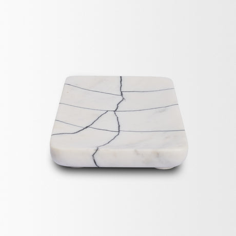 Tratto Rectangular White Marble Decorative Tray from Mercana - Luna Furniture