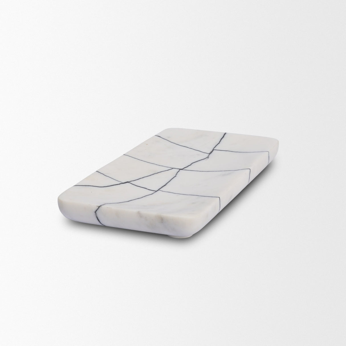 Tratto Rectangular White Marble Decorative Tray from Mercana - Luna Furniture