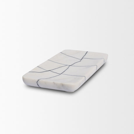 Tratto Rectangular White Marble Decorative Tray from Mercana - Luna Furniture